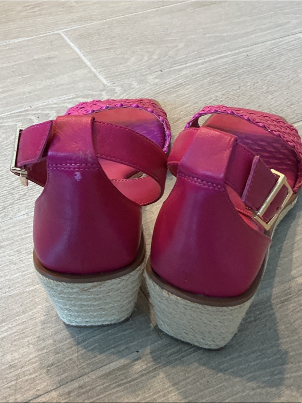 Vince Camuto Bretandi Fuchsia Braided Strap Square-Toe Sandals Women’s Sz 11M - Picture 3 of 6